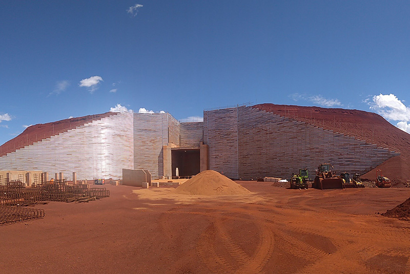 TerraMet steel facing MSE walls on a mine site