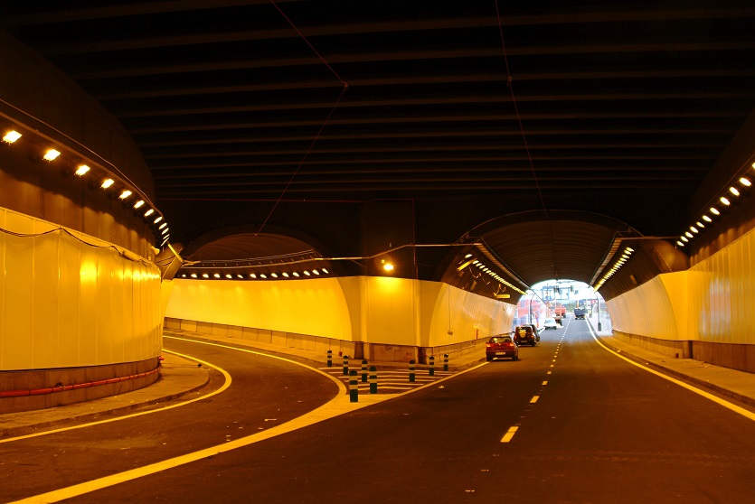 Precast arch solution, TechSpan® by Reinforced Earth pictured used as a major road tunnel.