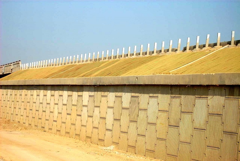 Erosion control mats on an embankment