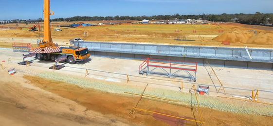 Installation of precast concrete railway platforms at Byrford Station by Metronet Perth.
